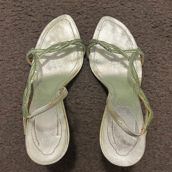 Rene Caovilla Y2K Green Rhinestone Strappy Heels - Picture 5 of 12